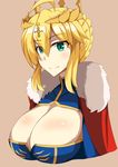  artoria_pendragon_lancer_(fate/grand_order) blonde_hair breasts fate/grand_order green_eyes huge_breasts smile 