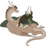  dragon duo feral maim male oral penis scalie simple_background white_background 