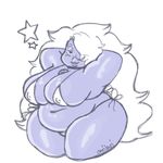  alien amethyst_(steven_universe) armpits big_breasts breasts cartoon_network female gem_(species) huge_breasts humanoid lilboobiebutt looking_at_viewer simple_background slightly_chubby steven_universe 