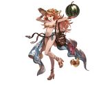  anklet bag bare_shoulders belt bikini bomb bracelet breasts cleavage flower full_body glasses granblue_fantasy hat high_heels holding jewelry long_hair looking_at_viewer mary_(granblue_fantasy) medium_breasts minaba_hideo official_art one_eye_closed open_mouth open_toe_shoes orange_eyes orange_hair sandals shoes solo striped striped_bikini sun_hat swimsuit toes transparent_background 