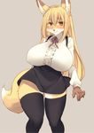  artist_request blonde_hair brown_eyes fox furry long_hair stocking 