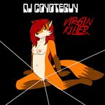  album_cover breasts canine convienient_censorship cover djcoyoteguy fox green_eyes hair kneeling mammal nipples nude parody pussy red_hair 