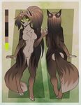  2016 4_toes aimi anthro breasts brown_fur brown_hair character_refrence digital_media_(artwork) digitigrade female fur green_eyes hair invalid_color looking_at_viewer mammal model_sheet neko-sama nude raccoon rebecca simple_background smile solo tagme toes 