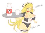  1girl breasts female flat_color katsuragi_(senran_kagura) leotard senran_kagura simple_background solo waitress white_background 
