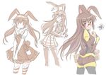  alternate_costume alternate_hairstyle animal_ears brown_hair bunny_ears bunny_girl bunny_tail camera glasses iesupa multiple_views rwby tail thighhighs twintails velvet_scarlatina 