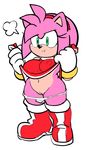 amy_rose anthro clothed clothing female pants_down partially_clothed sonic_(series) watatanza_(pixiv) 