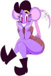  buckteeth clothed clothing female footwear freckles fur hat looking_at_viewer mammal mouse purple_eyes purple_fur rodent smile solo teeth vimhomeless 