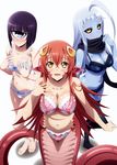  animal_ears bra breast_hold cleavage lala_(monster_musume) manako miia_(monster_musume) monster_girl monster_musume_no_iru_nichijou pantsu tagme thighhighs 