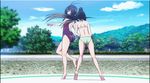  2girls animated animated_gif ass black_hair hip_attack kaminashi_nozomi keijo!!!!!!!! kyoko_shirayuki multiple_girls subtitled swimsuit water 