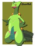  2016 animal_genitalia anthro balls claws digital_media_(artwork) erection feral hi_res looking_at_viewer lusarthel male nintendo nude penis pok&eacute;mon presenting pussy scalie sceptile simple_background smile solo toe_claws video_games 