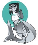  anthro clothed clothing female fish looking_at_viewer marine nepetacide shark simple_background smile solo 
