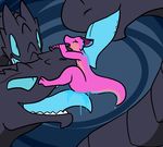  2016 aliasing anthro blue_eyes blush digital_media_(artwork) dragon duo female hydra kobold licking multi_head nude open_mouth oral reptile scalie simple_background smile spaffy teeth tongue tongue_out trout_(artist) 