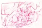  2015 all_fours anthro antlers bed bloominrose breasts canine cervine clothed clothing deaux deer digital_media_(artwork) duo faux female female_on_top fox grabbing_sheets hair hand_on_crotch horn lying male male/female mammal nipples nude on_back on_top penis precum sex size_difference sketch smile titfuck tongue tongue_out 