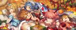  5girls alternate_costume ass bangs bare_shoulders blonde_hair blue_eyes blue_hair blue_hairband blush bow breasts brown_hair candy candy_cane choker christmas closed_mouth collarbone commentary_request double_bun dress eyebrows_visible_through_hair food fur_trim gift girls_frontline green_eyes hair_between_eyes hair_bow hair_ornament hairband hairclip hat head_on_butt highres idw_(girls_frontline) kyjsogom light_brown_hair long_hair looking_at_viewer lying medium_breasts multiple_girls ntw-20_(girls_frontline) off_shoulder on_stomach open_mouth orange_eyes panties pantyshot pink_eyes pink_hair rfb_(girls_frontline) short_hair sidelocks smile snowflake_hair_ornament suomi_kp31_(girls_frontline) thighhighs twintails underwear very_long_hair white_legwear white_panties zas_m21_(girls_frontline) 