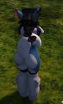  3d_artwork animated big_butt blue_fur butt canine chasity_cage clothing dog einhain_(character) fur girly husky male mammal second_life white_fur 