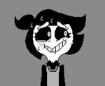  apron avian bird biting_lip black_hair blush cheerie clothing dreemurr_reborn fatz_geronimo female grey_background hair looking_away monster nervous simple_background smile solo solo_focus sweat undertale video_games 