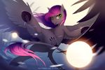  2016 antiander cutie_mark equine eyelashes fan_character feathered_wings feathers female feral fur grey_feathers grey_fur hair hooves mammal my_little_pony nude open_mouth pegasus purple_hair smile solo teeth tongue wings 