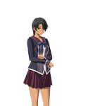  1girl black_hair breasts female game_cg kurose_mari m&amp;m school_uniform short_hair solo verethragna_seisen_no_duelist 