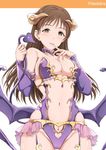  breasts cameltoe cleavage cosplay demon_girl demon_horns demon_tail demon_wings fate/grand_order fate_(series) halloween_costume halloween_princess_(fate/grand_order) holding_own_tail horns idolmaster idolmaster_cinderella_girls inoshira irisviel_von_einzbern irisviel_von_einzbern_(cosplay) large_breasts long_hair low_wings navel nitta_minami solo succubus tail wings 