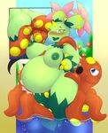  2016 ambiguous_gender areola belly big_breasts blue_eyes blush breasts butt camychan cephalopod female female/ambiguous flora_fauna green_nipples group half-closed_eyes hi_res horn humanoid maractus marine nintendo nipples octillery octopus open_mouth penetration plant pok&eacute;mon pregnant pussy tentacle_sex tentacles tongue vaginal vaginal_penetration video_games water yellow_eyes 