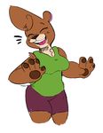  2016 anthro bear breasts brown_fur clothed clothing digital_media_(artwork) eyes_closed fan_character female fur hair mammal pose samoyena simple_background smile solo 