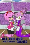  amy_rose blaze_the_cat clothing duo feline female gloves gold_medal green_eyes hedgehog mammal olympic sandunky sonic_(series) video_games 