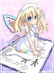  blonde_hair blue_eyes blush chagama_(tyagama0927) hair_ornament hat highres histoire long_hair looking_at_viewer neptune_(series) nurse solo twintails wings 
