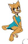  2016 anthro barefoot blush breasts brown_fur butt cat clothed clothing digital_media_(artwork) eyelashes fan_character fangs feline female fur mammal paws pose samoyena sitting smile sun_dress upskirt 