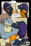  anthro blush clothed clothing comic dragon duo english_text flaccid hair horn kissing lizard male male/male nude open_mouth penis reptile scalie tenaflux text 