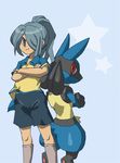  2009 ambiguous_gender canine digital_media_(artwork) duo enon female jackal lucario mammal nintendo pok&eacute;mon standing tagme video_games 