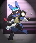  2013 canine clock digital_media_(artwork) enon flower inside jackal lucario mammal nintendo open_mout open_mouth plant pok&eacute;mon rose tagme tears tiles video_games 