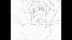  1girl animated_gif birthing breast_expansion breasts large_breasts milking monster pumping saliva sweat tears tentacle 