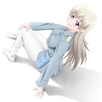  boots eila_ilmatar_juutilainen hiro_yoshinaka looking_at_viewer military_uniform sitting strike_witches tagme white_legwear 