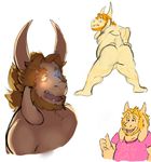  anthro asgore_dreemurr balls beard butt caprine facial_hair fur glass0milk glowing glowing_eyes goat hair looking_back male mammal multiple_images nude solo undertale video_games 