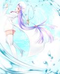  1girl atwight_eks boots breasts dress earrings hat lips long_hair purple_hair red_eyes sword tales_of_(series) tales_of_destiny thigh_boots water weapon 