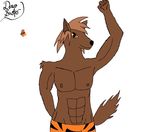  abs anthro athletic biceps boxers_(clothing) brown_fur canine clothing dexter dracobuster flexing fur male mammal solo underwear 