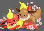  2016 alternate_version_available blush censored duo eevee eeveelution enigi09 feral feral_on_feral flareon grey_background lying male male/male nintendo penis pok&eacute;mon sex simple_background video_games 