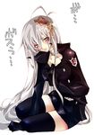  ahoge bandage bandages blush blushing genderbender genderswap grey_eyes grey_hair katekyo_hitman_reborn katekyo_hitman_reborn! katekyou_hitman_reborn long_hair reborn silver_hair squalo superbi_squalo thigh_highs thighhighs white_hair 