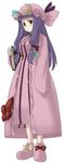  book crescent expressionless frills full_body hat holding holding_book jitome kirisato_itsuki long_sleeves mob_cap patchouli_knowledge robe simple_background slippers solo standing touhou white_background wide_sleeves 