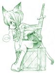  animal_ears bandage bandages blush blushing boots cat_ears catgirl gloves knee_high_boots nekomimi short_hair sword weapon whiskers 