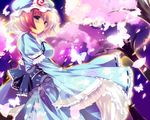  bad_id bad_pixiv_id bug butterfly cherry_blossoms hat highres insect kinoko petals pink_eyes pink_hair saigyouji_yuyuko short_hair solo touhou 