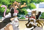  absurdres animal_ears brown_hair cat cat_ears highres legs long_hair maid megami mizuno_kaede morita_kazuaki multiple_girls nyamsas nyan_koi! official_art ribbon sumiyoshi_kanako tail tama_(nyan_koi) very_long_hair 