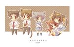  2boys 3girls animal_ears asahina_mikuru brown_eyes brown_hair cat_ears haruhi haruhi_suzumiya itsuki itsuki_koizumi knee_highs kneehighs koizumi_itsuku kyon long_hair male mikuru_asahina multiple_boys multiple_girls nagato_yuki necktie nekomimi purple_hair school_uniform seifuku serafuku shirt short_hair suzumiya_haruhi suzumiya_haruhi_no_yuuutsu tie uniform white_shirt yuki_nagato 