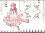  bad_id bad_pixiv_id earrings flower hat japanese_clothes jewelry kimono kimono_skirt leggings lolita_fashion long_hair megurine_luka mini_hat mini_top_hat ni_(n714) pink_eyes pink_hair rose shoes sitting solo top_hat vocaloid wa_lolita 