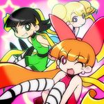  blossom bubble bubbles buttercup cartoon_network cross_mind goutokuji_miyako hyper_blossom legwear long_hair lowres matsubara_kaoru powered_buttercup powerpuff_girls powerpuff_girls_z rolling_bubbles short_hair stockings thighhighs yoshi_(crossmind) 