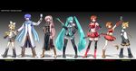  hatsune_miku kagamine_len kagamine_rin kaito mabius megurine_luka meiko pixel sakine_meiko vocaloid widescreen 