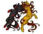  alpha_channel black_fur black_hair brown_hair closed_eyeas cutie_mark duo eyelashes female feral fur hair hooves my_little_pony nude open_mouth red_hair silentwulv simple_background smile teeth tongue transparent_background yellow_fur 