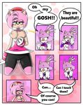  amy_rose blaze_the_cat breasts clothing comic dialogue feline female female/female gloves green_eyes hedgehog mammal sandunky sonic_(series) text undressing video_games yellow_eyes 