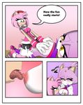  amy_rose blaze_the_cat breast_suck breast_touching breasts clothing comic dialogue feline female female/female gloves green_eyes hedgehog kissing mammal sandunky sex sonic_(series) sucking surprise text tongue video_games yellow_eyes 