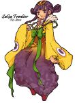  1girl arrow commentary_request dress hair_ornament japanese_clothes long_hair mai_(woood) princess_rei purple_hair saga saga_frontier solo 